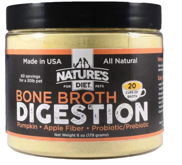 Nature’s Diet Pet Bone Broth Protein Powder with Pumpkin, Apple Fiber, Probiotic and Prebiotic